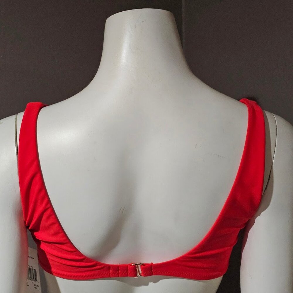 Raisins Lace up Bra Bikini Top  Bermuda Solids Poppy Red - Picture 3 of 8